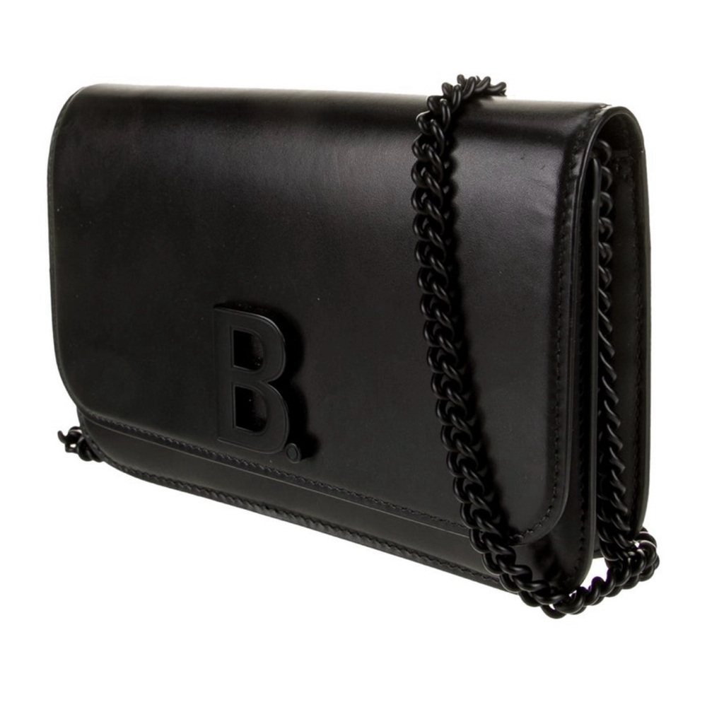 Balenciaga Black Leather Crossbody Bag with Chain Strap
